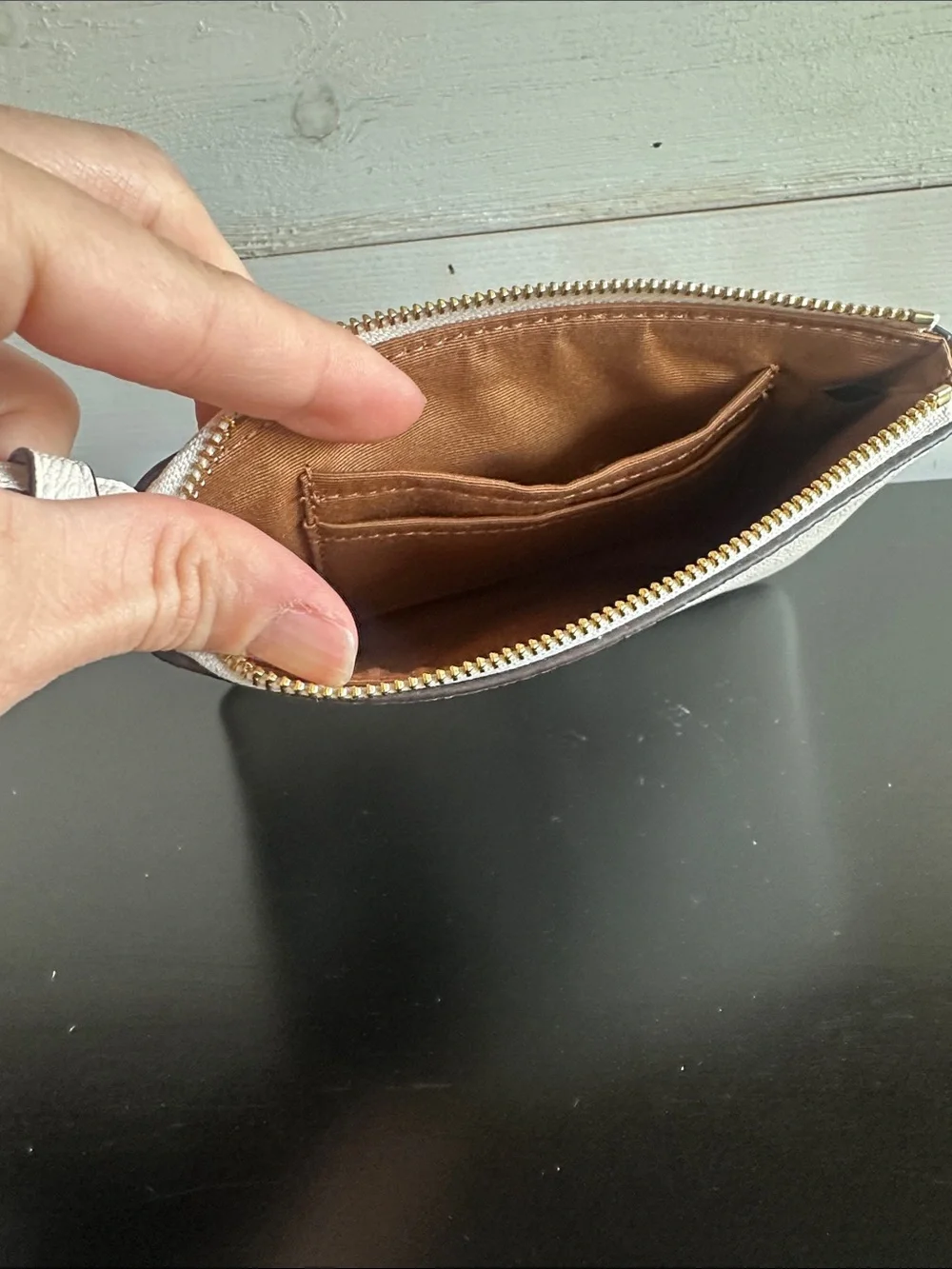 Coach Metallic Light Pearl Wristlet Pouch